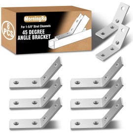 MorningRo 8 Pcs 45 Degree Angle Bracket Fitting for 1-5/8 Strut Channel Brackets 4 Hole Corner Brace Framing Connector Galvanized Steel 7/32" Thick (Silver)