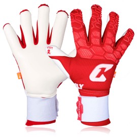 CATCH & KEEP Fly Red Soul Men's Goalkeeper Gloves, Size 11, Professional Goalkeeper Gloves, Thumb Support & Thicker Wrist Support