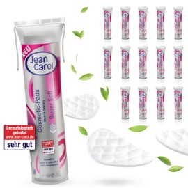 Jean Carol Supersoft Cotton Pads, Lint-Free, Value Pack (15 x 60 Pieces), Cleaning and Removing Make-Up of the Face, Sustainably Made from 100% Natural Fibres