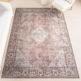 nuLOOM Hillstone Collection 7'10" x 10' Area Rug, Traditional Vintage Distressed Medallion, Thick and Soft, Durable Non-Shedding Low Pile Poly/Jute Blend, Living Room, Bedroom, Maybelle Burgundy