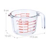 Relaxdays Messbecher Glas, 500 ml, hitzebeständig, mikrowellengeeignet, Skala in Milliliter,