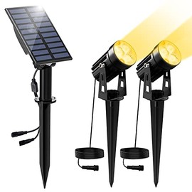 LINQELLY Solar Spotlights Solar Outdoor Lights, Landscape Garden Lights Solar Spot Lights IP65 Waterproof Outdoor Spotlight Auto On/Off Decorative Lighting for Garden Yard Lawn Path 2 in 1