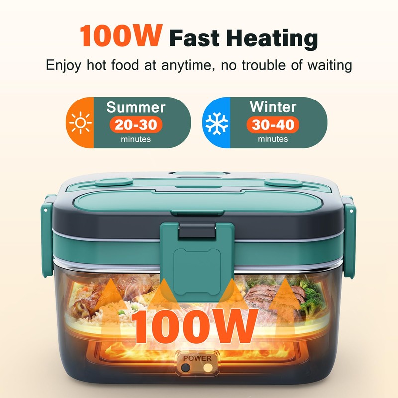PETYDOOT 2.8L Electric Heated Lunch Box 100W Portable Food Warmer