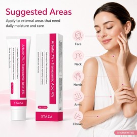 Crema Facial con Arbutina 7% y Acido Tranexamico 4%, Hidratante Ligera Niacinamida para Piel Suave 50g/1.76 oz