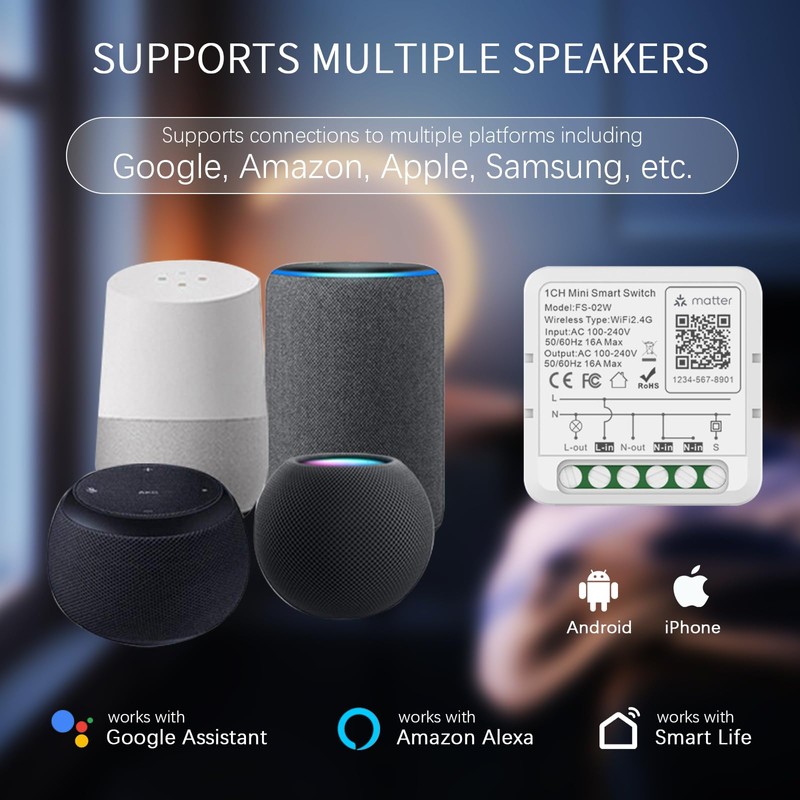 JAOGAUS Homekit Switch, DIY WiFi Smart Switch Module, No Hub