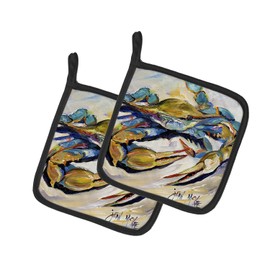 Caroline's Treasures JMK1255PTHD #20 Crab Pair of Pot Holders Kitchen Heat Resistant Pot Holders Sets Oven Hot Pads for Cooking Baking BBQ, 7 1/2 x 7 1/2