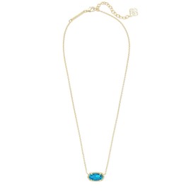 Kendra Scott Elisa Pendant Necklace for Women, Fashion Jewelry, 14k Gold-Plated, Bronze Veined Red Turquoise