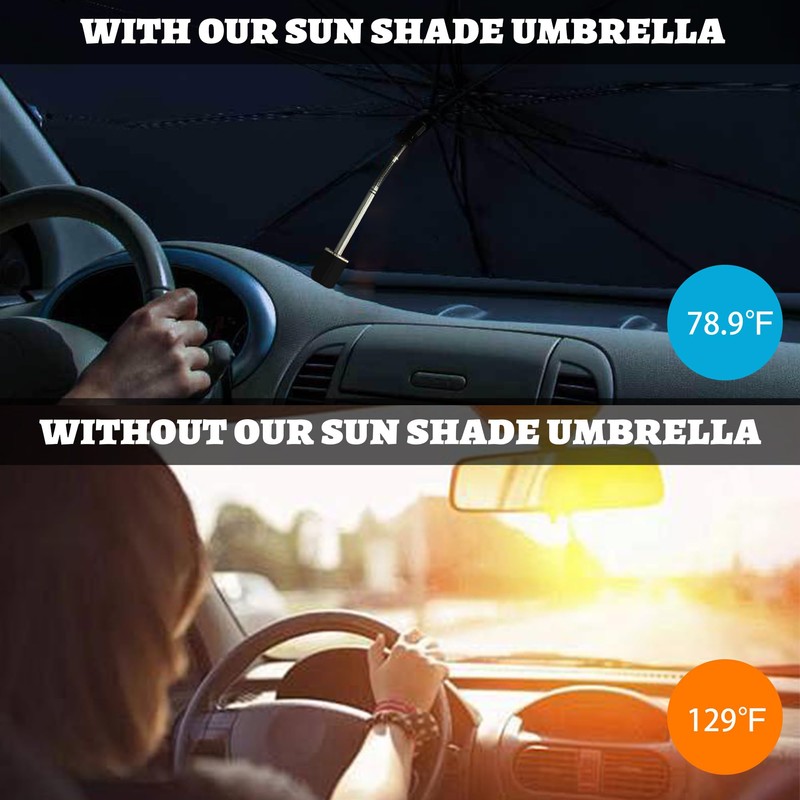 Windshield Sun Shade Umbrella, Portable Foldable, Spring Structure Wind Shield,