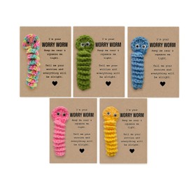 Worry Worm, Mental Health, Positivity Gift, Thinking of You, Pocket Hug, Worry, anxiety, Sensory, Fidget, Comfort, Stress Relief Gift (Yellow)