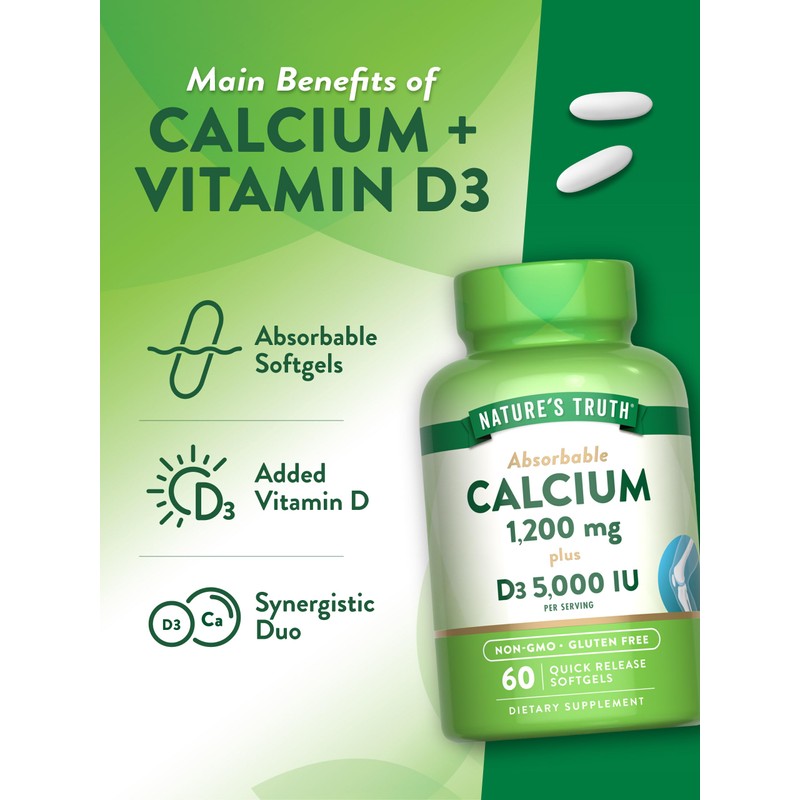 Nature's Truth Calcium 1200mg with Vitamin D3 5000 IU |