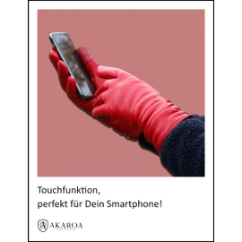 AKAROA ESTD 2019 BEA Women’s Leather Gloves, Italian Hair Sheepskin, Touchscreen Function, Knitted Lining with 50% Cashmere and 50% Wool, 4 Sizes S - XL (Bea) - red, size: s