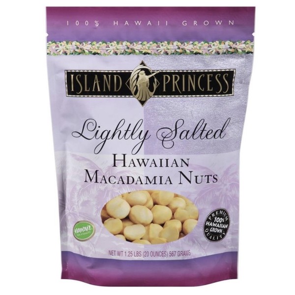 Lightly Salted Hawaiian Premium Macadamia Nuts 1.25 Lb Resealable Bag From Hawaii by Island Princess