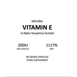 Vitamin E 200IU D-Alpha Tocopherol – 100% Natural Vitamin E – 90 Vegan Capsules – Highly Absorbable – 3 Month Supply – Protects Cells from Oxidative Stress – by Alpha01