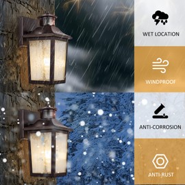 Oil Rubbed Bronze Motion Sensor Outdoor Lights - Dusk to Dawn Outdoor Lighting, Brown Exterior Garage Light Fixture, Waterproof Porch Light Coach Outside Wall Mount for House, Front Door, Anti-Rust