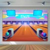 PHMOJEN Bowling Backdrop, Ball Scoring Screen Indoor Sports Brown Floor,