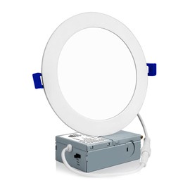 Meconard 1 Pack 6 Inch Ultra-Thin LED Recessed Ceiling Light, 3000K/4000K/5000K Selectable, Dimmable 12W=110W, 1050LM, IC Rated Can-Killer Downlights with Junction Box, ETL and Energy Star Listed