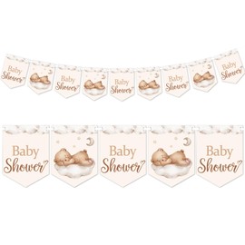 Pink Bee Parties Teddy Themed 'BABY SHOWER' Pennant Banner - 9 Flag