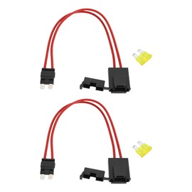 Micro Traders 2pcs Car Fuse Holder Connector 32V 20Amp 16AWG Heavy Duty Wire Extension Middle Fuse Holder Connector for Vehicle with 4Pcs 20A Fuses for ATM/APM (23cm,Standard)