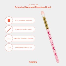 CURACORO Set De Cepillos Para Champú De Pestañas, Cepillo Limpiador Para Extensiones De Pestañas, Herramientas Suaves Y Cómodas Para Desmaquillar El Rostro (Rosa, Paquete De 10).
