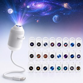 24 Films USB Starry Sky Projector for Room & Car – Flexible 360° Galaxy Night Light with Interchangeable Projection Films