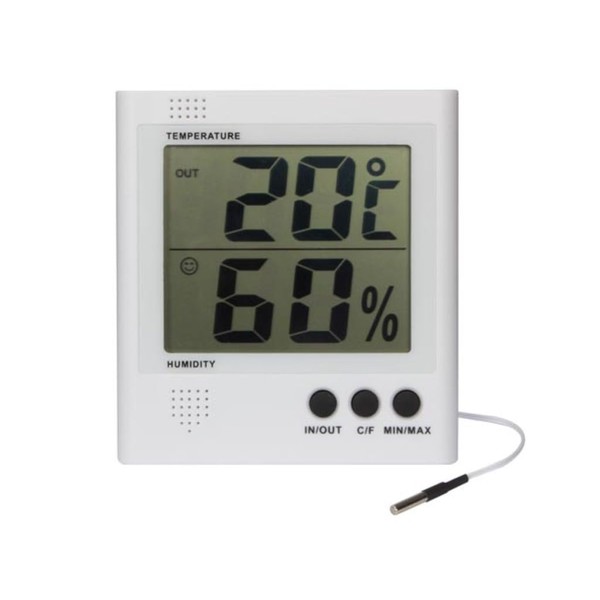 Velleman Digitales Thermo-/Hygrometer, großes LCD, Innentemperatur und -feuchtigkeit, Batterieanzeige, Speicherfunktion, Gefrierpunktalarm