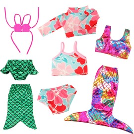 Barwa 18 Inch Doll Clothes Accessories 3 Sets Princess Mermaid Tail Outfits Dress Swimsuit Bikini Tops Underwear Swimwear for 18 Inch Dolls