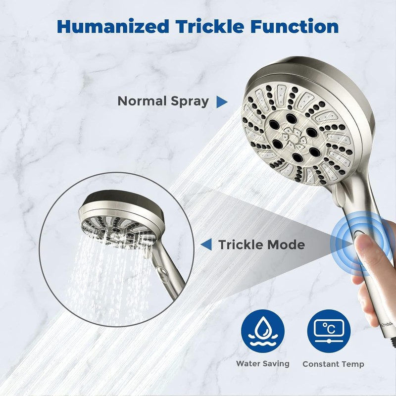 Watersong Shower Heads with Handheld Spray Combo 6-Setting Showerhead with