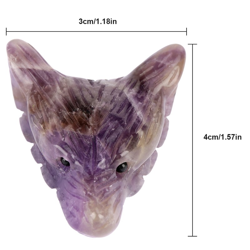 Wolf Head Statue Pendant Natural Stone Crystal Quartz Carved Necklace