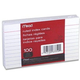 Mead Index Cards, Ruled, 3 x 5 Inch, White, 100 Count Per Pack, (8 Pack)