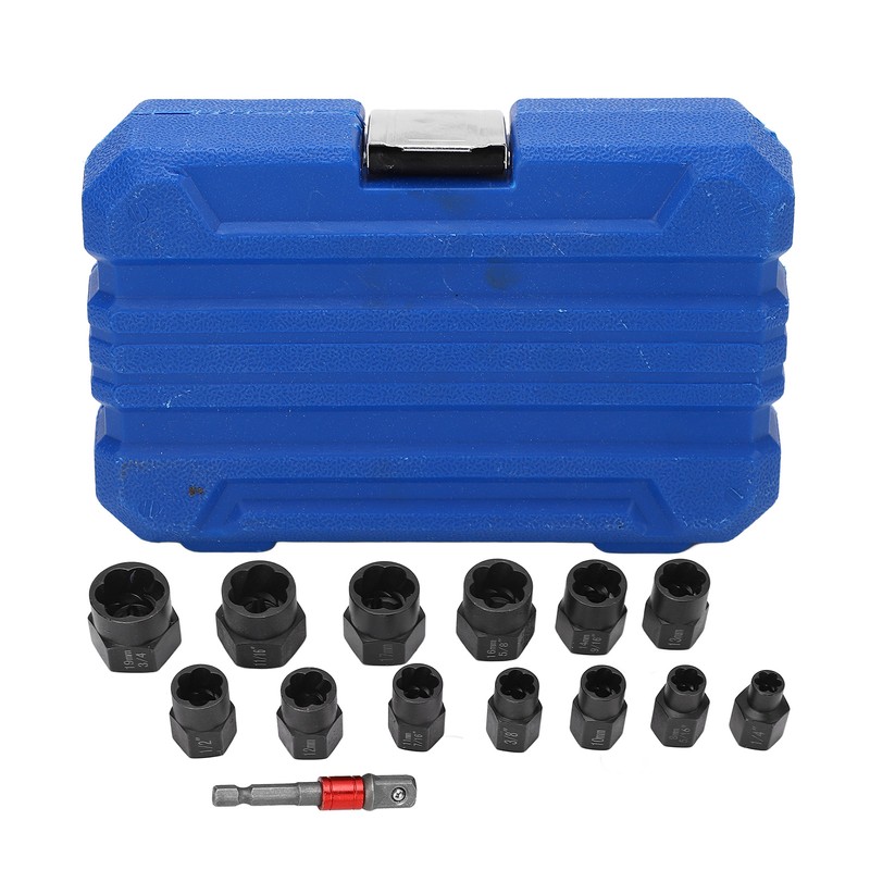 14Pcs Nut Remover Extractor Kit 3/8in Damaged Rusty Bolt Removal