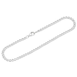 NKlaus Anklet 925 Sterling Silver 26 cm Curb Chain Diamond-Coated Women's Anklet 13001, Sterling Silver, No gemstone