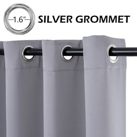 MYSKY HOME Blackout Curtains 95 Inch Length for Sliding Glass Doors Gray Curtains for Bedroom Thermal Insulated Curtain Room Darkening Drapes with Grommets 2 Panels Set, 52W x 95L, Grey