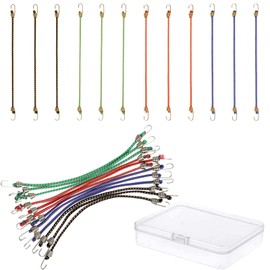 Small Bungee Cords with Hooks 12 Pieces, Mini Bungee Cord Hooks Adjustable Bungee Cord for Luggage Roof Rack Hang Outdoor Tent Tarp Bike Car RV Camping Tool Cargo Accessory