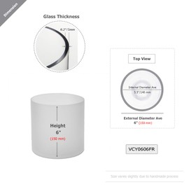 WGV Cylinder Vase, Width 6", Height 6", Frosted Glass Container Terrarium Candle Holder for Wedding Centerpiece, Party Event, Home Office Decor, 1 Piece