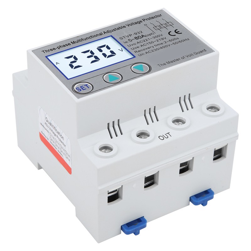 Adjustable Voltage Protector 3-Phase LCD Multifunctional Self-Resetting STVP-932 230v 400VAC(80A