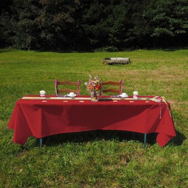 Venuscello Paper Table Cover Cloths, 90cm x 90cm Square, Disposable, Folded, for Birthday Party (12, Red)