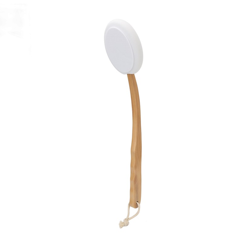 Lotion Applicator EVA Wooden Handle 4 Replaceable Pads Shower Brush