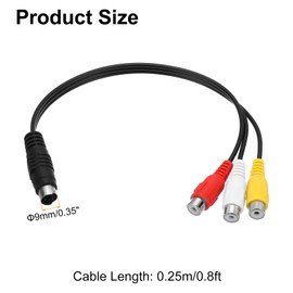 MECCANIXITY S Video Cable 0.8ft, 4 Pin S-Video Male to 3 RCA Female Composite Adapter Converter Transfer for TV Receiver Monitor