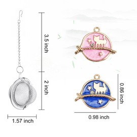 2Pcs Stainless Steel Mesh Tea Infuser, 2.1 inch Tea Ball with Cute Planet Cat Pendants,Tea Strainer Tea Diffuser Tea Steeper for Filtering Tea,Tea Infusers for Loose Tea (Cute Planet Cat, 2PC)