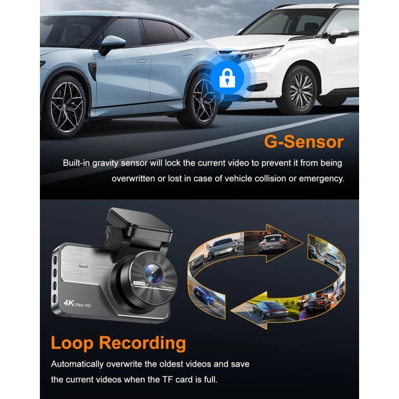 RENGAC 4K Dash Cam Front and Rear Dual Dash Camera