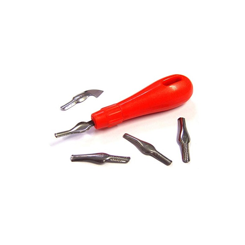 Major Brushes Lino Cutting Handle Tool & 5 Assorted Cutter