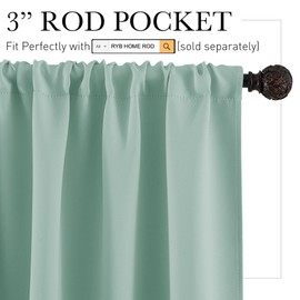 RYB HOME Bedroom Curtains Short - Blackout Privacy Energy Saving Curtains for RV Bunk Camper Bathroom Basement Kitchen Door Window Decor, 52 inch Width x 36 inch Length, Aqua, 2 Pcs
