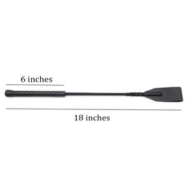 Kome Wairey Equestrian Jump Bat, Horse Riding Crop with Fiberglass Stem and Real Leather Top (Black-1)