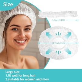 Gorros De Ducha Desechables (100 Unidades): Gorro De Ducha Grande De Plástico Transparente Para Mujeres Y Hombres, Para Cabello Largo, Reutilizable, Impermeable, Con Tratamiento De Aceite Acond