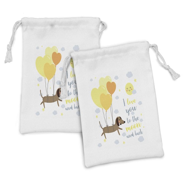 Ambesonne I Love You Fabric Pouch Set of 2, Dog