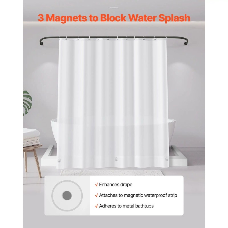 8G Heavy-Duty White PEVA Shower Curtain Liner 2-Pack Waterproof Plastic