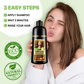 Hair Dye Shampoo for Grey Hair, 3-in-1 Long-Lasting Hair Colour, Instant Hair Colour Shampoo, Hair Colouring Instant Hair Colour Shampoo for Men Women, Herbal Ingredients (500 ml) (Dark Coffee)