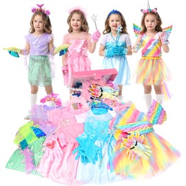LIMIROLER Princess Dress Up Clothes for Little Girls Princess Role Play Costume Gift Set 25 Pcs Pretend Toys Kit for Toddlers Girls Aged 3-6 Years Old
