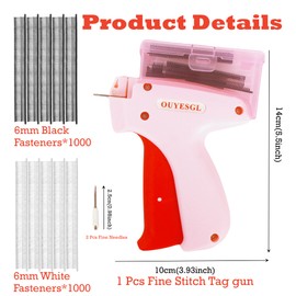 Mini Stitch Gun for Clothes, Sticky Gun for Clothes, Quick Stitch Sewing Gun, Stitchy Quick Clothing Fixer Comes With Storage Case, 1000 Black & 1000 White Fasteners, 2 Micro Needle