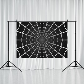 Printspree Black Spider Web Backdrop - 5x3ft Superhero Themed Photography Background for Birthday Party Decorations Photo Booth Props Events Kids' Room Decor